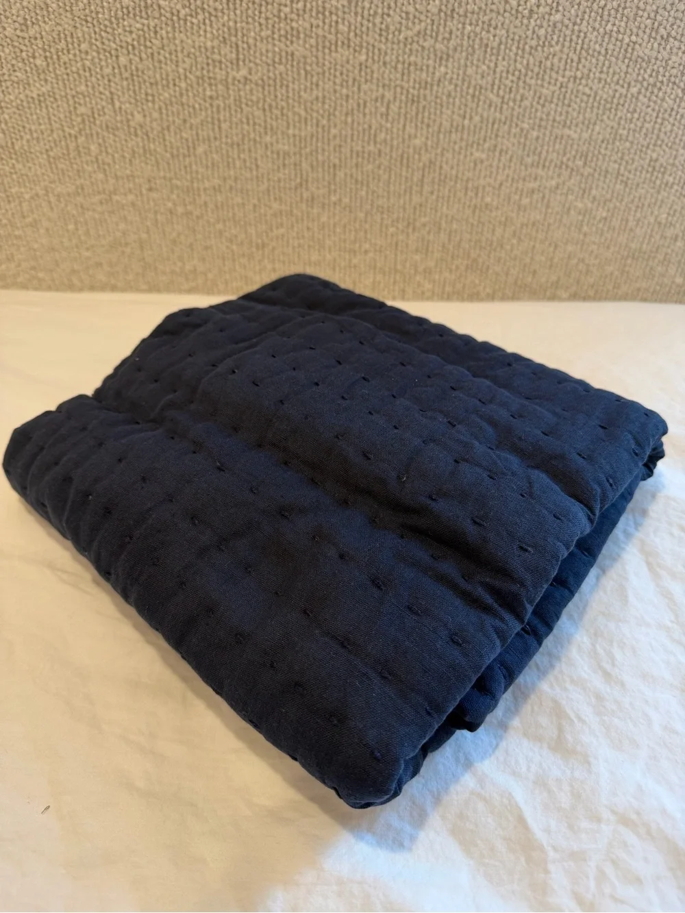 Quince European Linen Cotton Stitch Quilted Euro Sham Navy 26”x26”